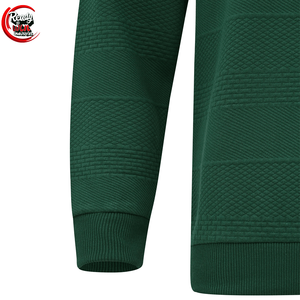 Sweat-shirt à col rond à texture verte britannique pour homme Design découpé pour l'hiver - Product Image 5