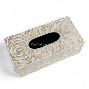 Elegante Caja de Pañuelos Hecha a Mano con Incrustaciones de Nácar, Accesorio Decorativo para el Hogar - Product Image 2