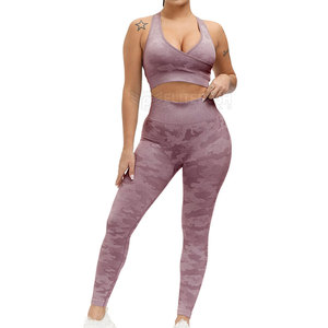 Conjunto de yoga deportivo para mujer a la moda Ropa de gimnasio más vendida en línea con precio razonable Logotipo de talla grande en la cintura Entrenamientos para niñas - Product Image 1