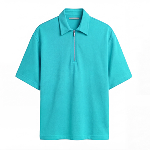 T-shirt zippé polyvalent pour homme, tricoté, manches courtes, décontracté, sport, extérieur, respirant, coton, bambou, élégant, confortable pour l'été - Product Image 1