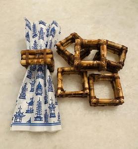 Anneaux de serviette en bambou écologiques, sculptures détaillées, charme rustique, style classique, accessoires en métal, tables de mariage, dîner festif - Product Image 3