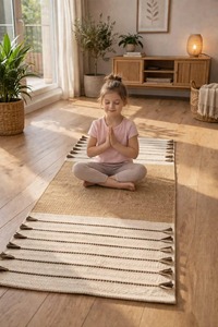 Contemporary Jute Woven Exercise Mat Rectangle Printed Pattern Medium Thickness Home Use - Product Image 2