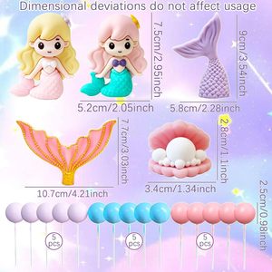 Décoration de gâteau Sirène Coquillage Étoile Corail pour Fête d'Anniversaire Enfants 6-8 Ans Faite à la Main Plastique Moderne 38 Pièces Vente Chaude - Product Image 5