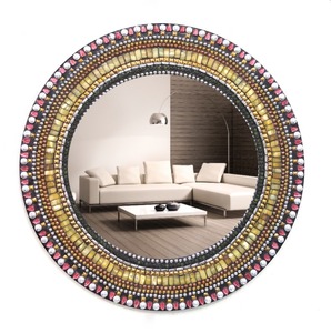 Miroirs ronds en verre et fer, design Antique, miroir de salle de bains, miroir de mur de mosaïque en verre, miroir rond décoratif de salon - Product Image 2