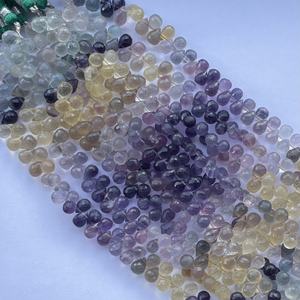 4mm 6mm 8mm Natural Multi fluorita piedra facetada Briolette lágrima cuentas hebras al mejor precio de fábrica al por mayor en línea India - Product Image 2