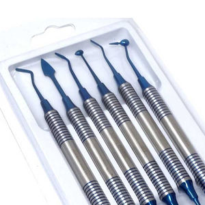 Kit de 6 instruments à double extrémité pour obturation de composites dentaires, avec revêtement en titane bleu réparateur, vente en gros - Product Image 2