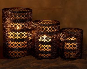 Juego de 3 portavelas de metal, juegos de portavelas decorativos - Product Image 2