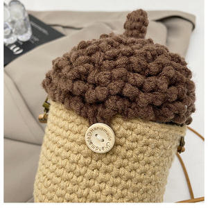 Crochet Children's Breathable Wear-Resistant Cone Shaped Cotton Yarn Knitted Eco-Friendly Fashion Crossbody <b>Bag</b> <b>Coin</b> Purse for - Product Image 6