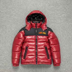 Chaqueta acolchada para hombre, color rojo y negro brillante, más vendida, 100% poliéster, con bolsillos laterales, talla grande, para uso en exteriores. - Product Image 1