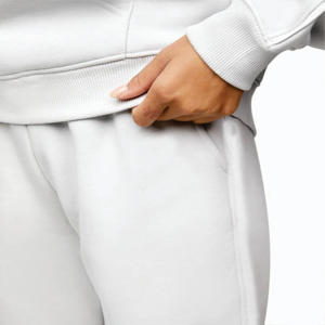 65% coton 35% polyester taille haute coupe bande de marque garniture dynamique jogger chiné gris femmes survêtement bas - Product Image 3