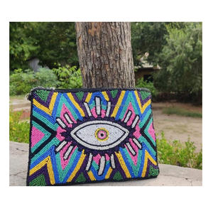 Bolso de mano de noche hecho a mano para mujer, cartera de mano con cuentas, bandolera India, Gurú, Kirpa, casa de exportación, colección de fiesta de navidad - Product Image 2