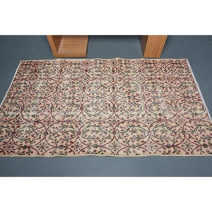 พรมวินเทจสไตล์ตุรกี ขนาด 3.8x6.4 ฟุต สีแดงลายตาราง ทำจากขนสัตว์ - Product Image 3