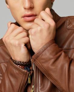 New Best Selling Men's Solid Pattern Brown Leather <b>Jacket</b> High Street Winter Formal <b>Racer</b> <b>Jacket</b> Wholesale <b>jacket</b> for men - Product Image 3