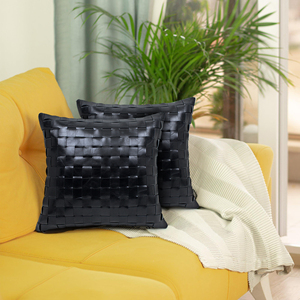 2024 Hot Selling High Quality Genuine Leather Black Decorative <b>Pillow</b> Cover 16*16cm Square Cushion Dot <b>Throw</b> Home Hotel - Product Image 6