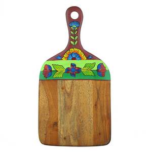 Hand Painted Acacia Wood Chopping Board with Handle for <b>Fruit</b> & <b>Vegetable</b> Preparation - Product Image 5