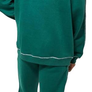 Custom Oversize French Terry Vintage Loose Fit Pant and Hoodie Set Contrast <b>Stitching</b> Sweat Suit Distressed Embroidery <b>Tracksuit</b> - Product Image 5