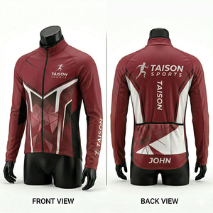 Veste de cyclisme pour homme en polyester et élasthanne de qualité supérieure, respirante, avec panneaux dégradés orange et rouge, design par sublimation, logo personnalisé. - Product Image 5