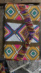 Handmade Beaded Clutch Pillow Shape Cross Body Bag With Pom Pom Zipper Closure For Evening Party - Product Image 3