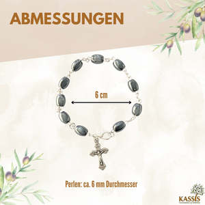 Bracelet avec perles ovales en hématite – Fait main à Bethléem - Product Image 3