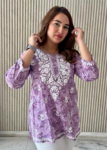 Nueva colección de verano de alta calidad Lucknowi Chikankari Kurti para mujer Aspecto elegante disponible a los mejores precios de la India - Product Image 4