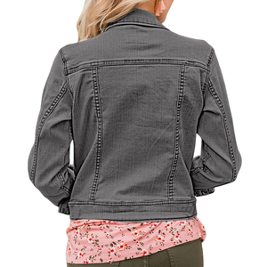 Chaqueta Vaquera de Diseño Único para Mujer, Buen Material, Servicios OEM, Buena Venta, Chaqueta Vaquera de Color Personalizado, Transpirable, Color Sólido - Product Image 2