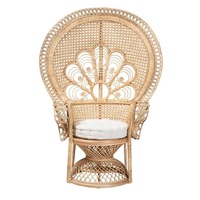 Fauteuil Paon en Rotin Original de Haute Qualité, Mobilier d'Art à Conception Traditionnelle pour Accessoires de Mariage Créatifs