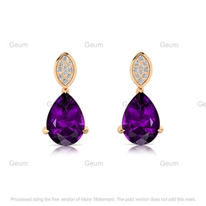 Boucles d'oreilles en forme de poire en or massif et diamant véritable 3.4 Cts Style mignon pour fête de mariage ou cadeau ODM OEM bijoux - Product Image 3