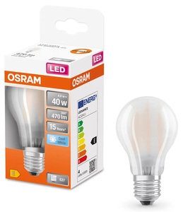 Lámpara LED Estándar de Repuesto con Cristal Mate, 4W, 4000K, 470Lm (Osram 4058075303409) - Product Image 1