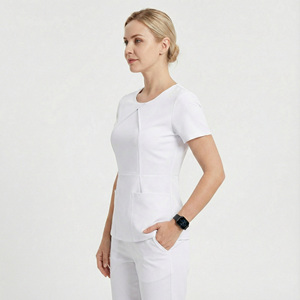 ชุดยูนิฟอร์มสครับผู้หญิงทันสมัย ผ้าไม่ยับ คอทรงกลม เสื้อและกางเกง ชุดพยาบาล แพทย์ ขายส่ง ชุดสครับยืดได้ - Product Image 2