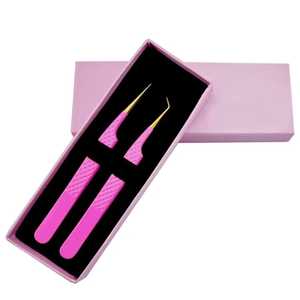Pinzas Profesionales para Pestañas de Acero Inoxidable de Alta Calidad, Color Rosa Intenso, Antimagnéticas, con Punta de Fibra para Extensión de Volumen, Logotipo Personalizado - Product Image 1