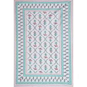 Turquoise Blue 100% Cotton Classic <b>Floral</b> <b>Sheet</b> Set with 1 Pillow Cover (BSB1105) - Product Image 3