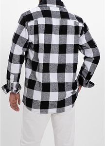 Chemise à manches longues en coton 100% de haute qualité pour hommes, chemise à carreaux décontractée à boutons avec poche, t-shirt - Product Image 3