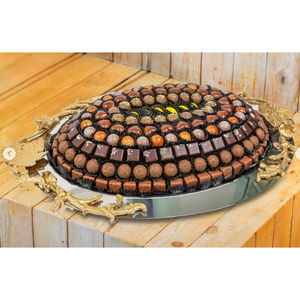 ถาดสแตนเลสพร้อมที่จับสีทองถาดเสิร์ฟขนมหวานขนมหวานดีไซน์ทันสมัย - Product Image 6