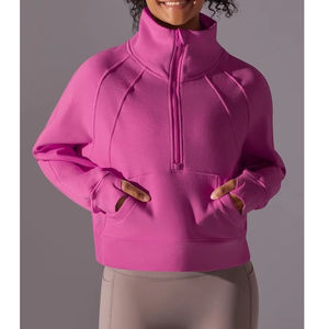 À la mode surdimensionné demi fermeture éclair sweats décontracté couleur personnalisée Streetwear quart zip sweat avec poches parfait pour l'hiver porter - Product Image 5