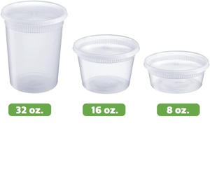 Combo Cốc Nhựa 8 Oz + 16 Oz + 32 Oz Hộp Đựng Đồ Hộp Đựng Thực Phẩm Có Nắp Đậy Kín Khí - Product Image 3