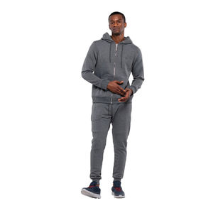 Vente en gros Ensemble sweat à capuche personnalisé Ensemble sweat-shirt deux pièces pour hommes Sweats à capuche en coton vierges survêtements de jogging à fermeture éclair pour hommes - Product Image 1
