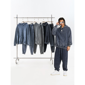 Ensemble sweat-shirt et pantalon de survêtement vintage STREETLAB pour homme, coupe ample, coton 420 g/m², streetwear, noir, gris, bleu, taille S - Product Image 5