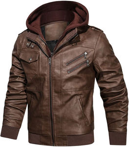 Veste en cuir et toile pour homme en couleur marron - Exportation du Pakistan Nouveau design tendance Fait à la main Cuir véritable Conception OEM - Product Image 1
