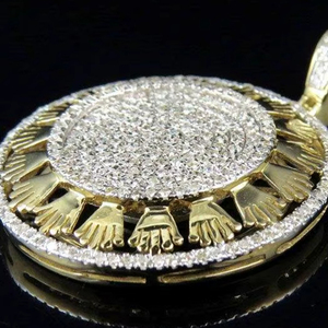 Iced Out Cute Christian Moissanite <b>Medallion</b> Pendant Luxury <b>Gold</b> Hip Hop Jewelry with VVS Moissanite Pave - Product Image 1