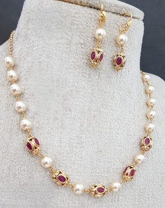 Trendy Premium Quality <b>Gold</b> Finish Antique <b>Necklace</b> <b>Set</b> With <b>Earrings</b> for Engagement Wedding For Women <b>And</b> Girls - Product Image 4