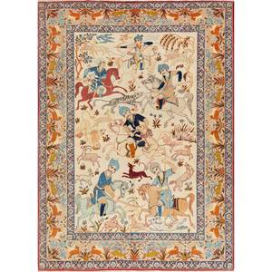 Alfombra de Lana Anudada a Mano Aalam Pae-5104, Color Marfil, Estilo Tabriz, Rectangular con Diseño Novedoso para Decoración de Sala de Estar y Pasillo - Product Image 1