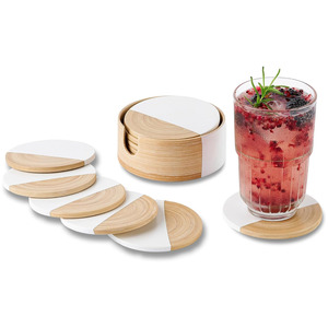 Posavasos de bambú hilado en bobina de dos tonos de lujo y conjunto de soporte posavasos accesorios para bebidas precio barato - Product Image 1