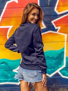 Sudadera de lana de Invierno para mujer azul marino y gris con parte inferior acanalada y mangas estilo callejero transpirable de talla grande - Product Image 2