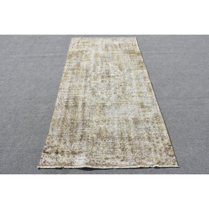 Vintage Classic Turkish <b>Rug</b> Beige 3.6 X 6.8 ft Large Area Woolen Patchwork Design Latex Rectangular Abstract <b>Hallway</b> Room <b>Rug</b> - Product Image 1