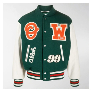 Men Streetwear Varsity Jacket Oversized <b>Wool</b> Leather Sleeve Chenille Patch Bulk Supply - Product Image 5