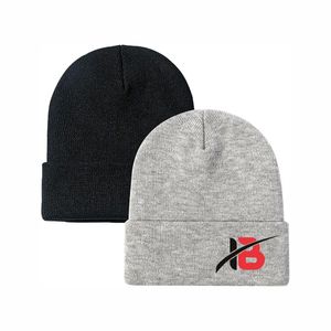 Gorro de Invierno de Alta Calidad para Esquí, Etiqueta Tejida Personalizada, Unisex, Acrílico, Liso, Teñido, Bordado, de Punto Acanalado - Product Image 1