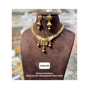 Elegante conjunto de collar antiguo nupcial con pendientes a juego, joyería de fiesta ideal para mujeres, lujo en demanda de la India - Product Image 1