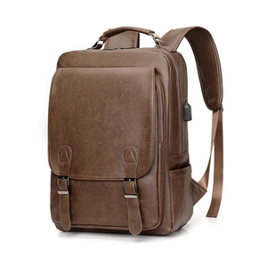 Classic Genuine Leather <b>Laptop</b> <b>Backpack</b> Unisex Softback 20-39L Zipper Hasp Closure Durable Daily Use - Product Image 3