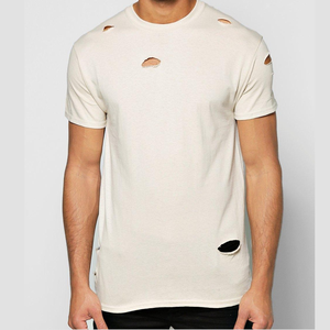 T-shirts d'été pour hommes à col en V effet vieilli, en polyester/coton épais, respirants et écologiques - Product Image 4