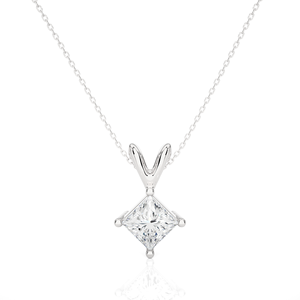 Increíble colgante de oro de 14k para collar de diamantes, diamante cultivado en laboratorio con claridad VVS de 4.3 x 4.3 mm, 0.5 ct, corte princesa. - Product Image 2